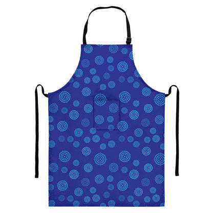 Blue Bullseye Target Pattern Print Bib Apron With Pocket