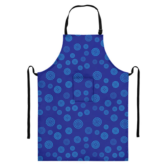 Blue Bullseye Target Pattern Print Bib Apron With Pocket