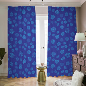 Blue Bullseye Target Pattern Print Blackout Pencil Pleat Curtains