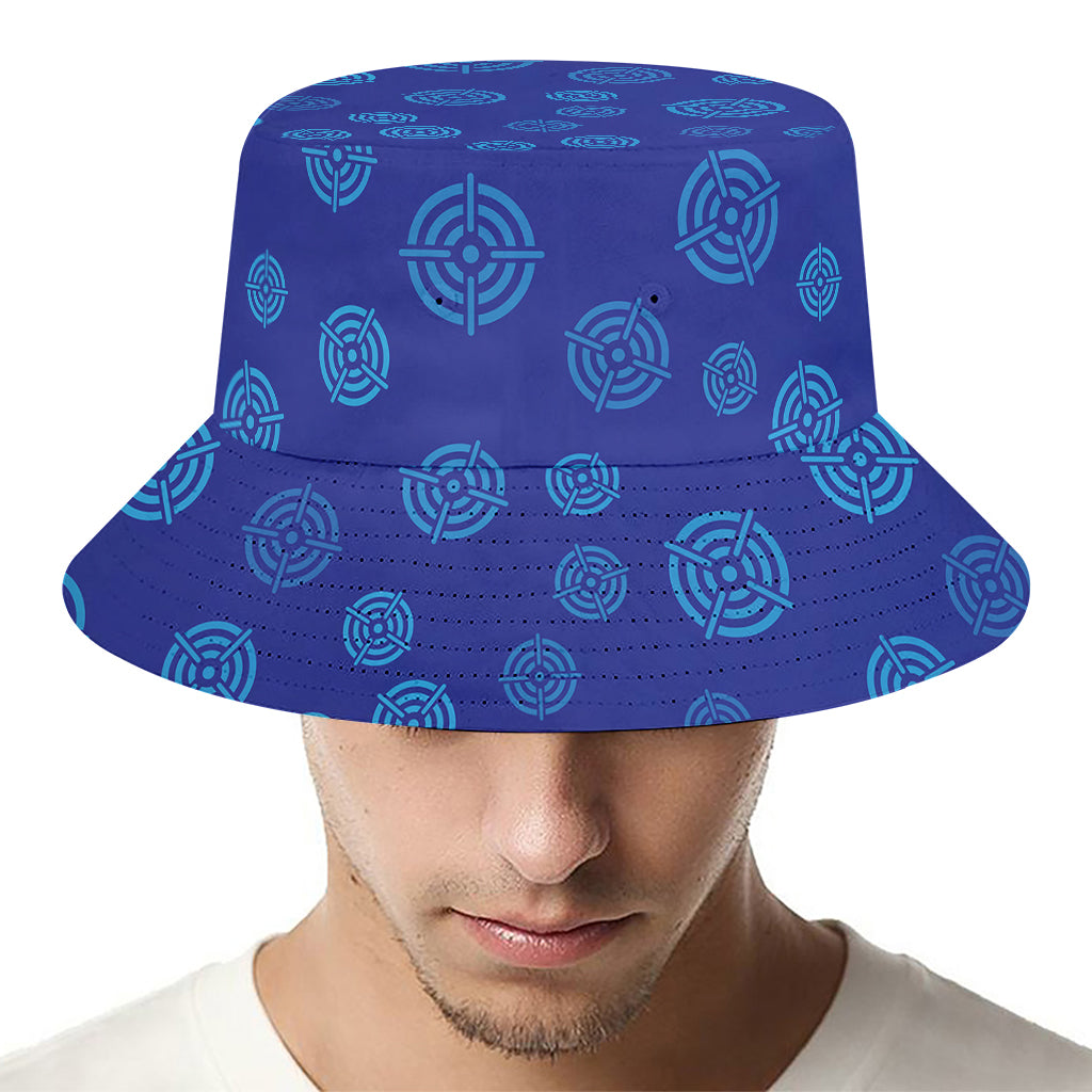 Blue Bullseye Target Pattern Print Bucket Hat
