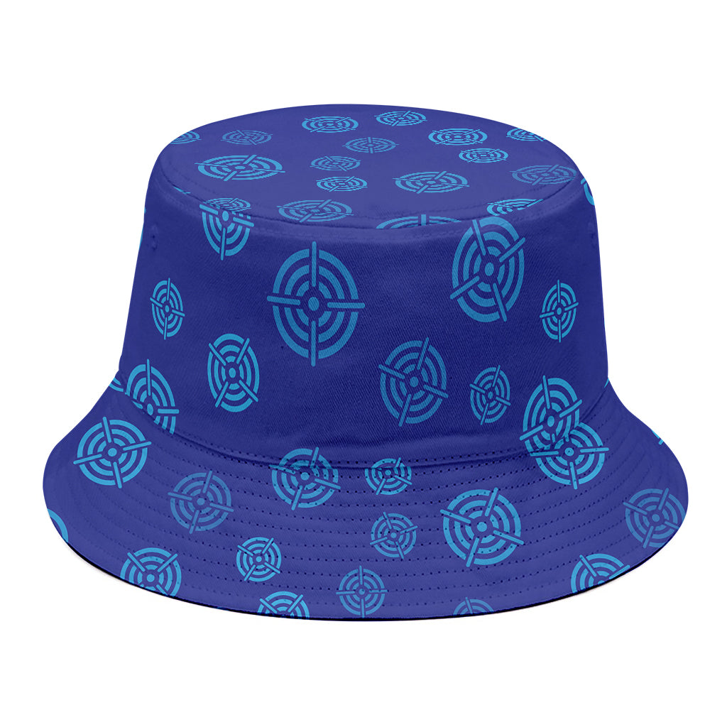 Blue Bullseye Target Pattern Print Bucket Hat