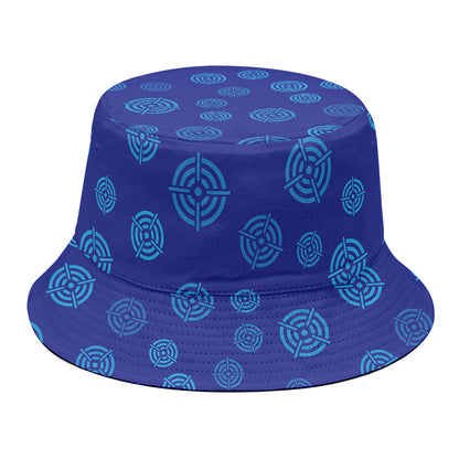 Blue Bullseye Target Pattern Print Bucket Hat