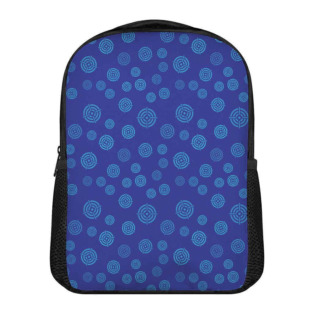 Blue Bullseye Target Pattern Print Casual Backpack