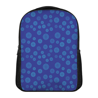 Blue Bullseye Target Pattern Print Casual Backpack