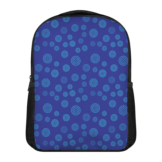 Blue Bullseye Target Pattern Print Casual Backpack