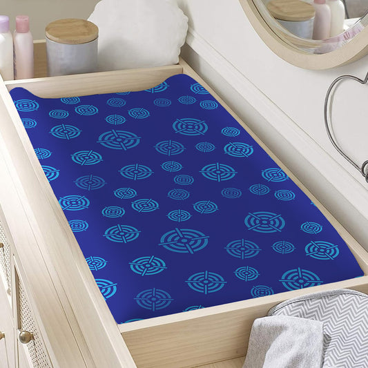 Blue Bullseye Target Pattern Print Changing Pad Cover
