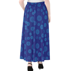 Blue Bullseye Target Pattern Print Chiffon Maxi Skirt