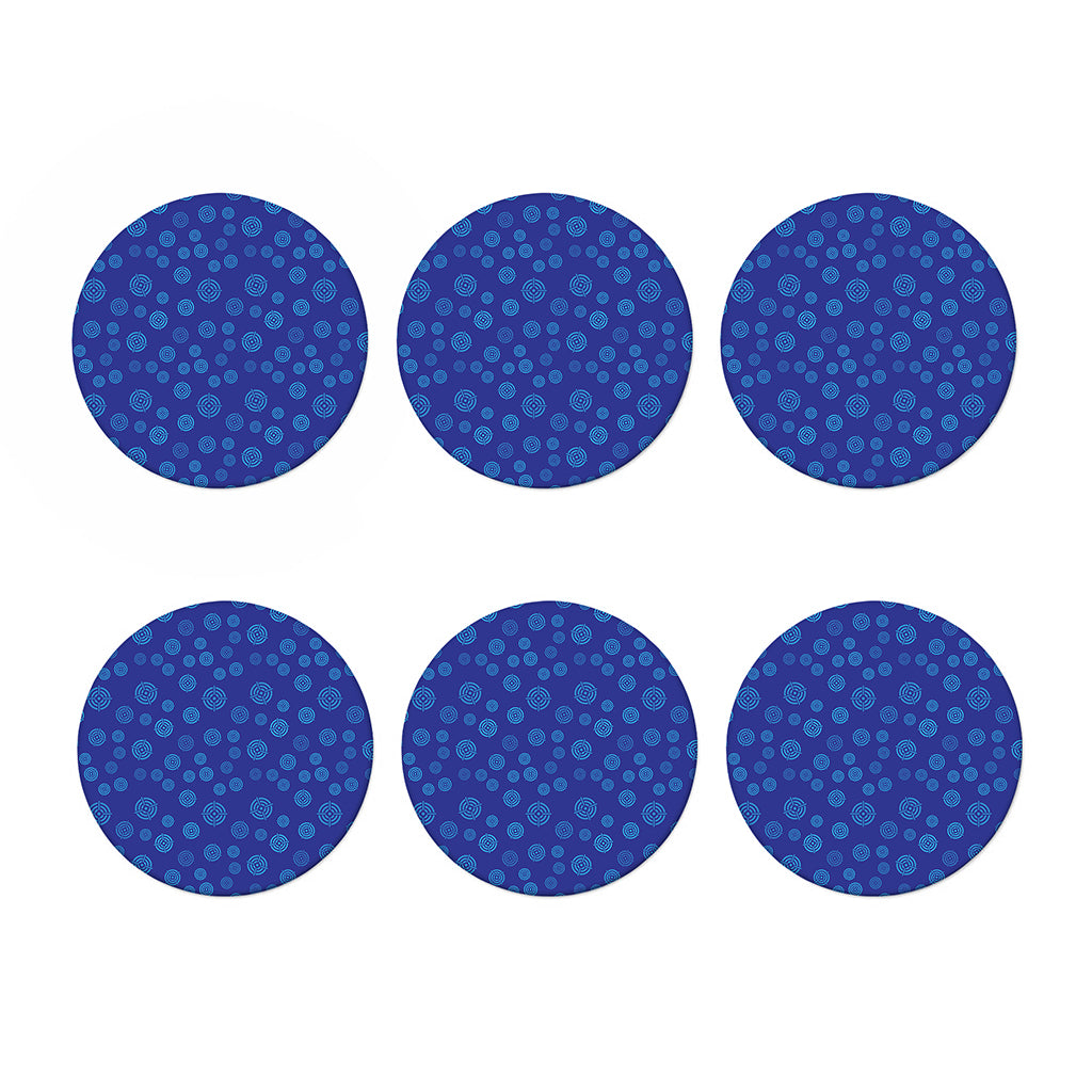 Blue Bullseye Target Pattern Print Coaster Set