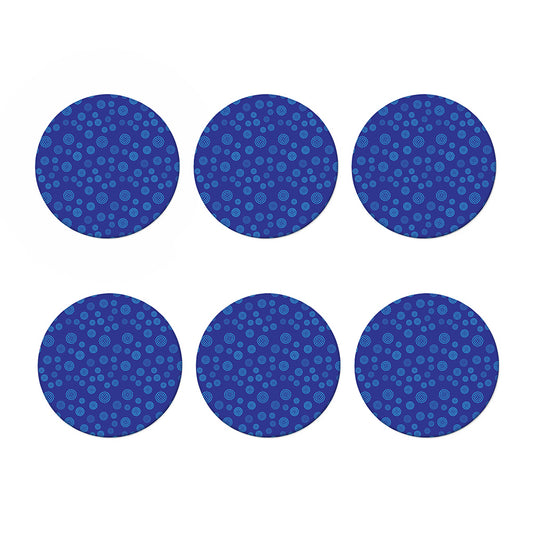 Blue Bullseye Target Pattern Print Coaster Set