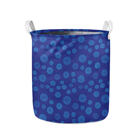 Blue Bullseye Target Pattern Print Collapsible Laundry Basket