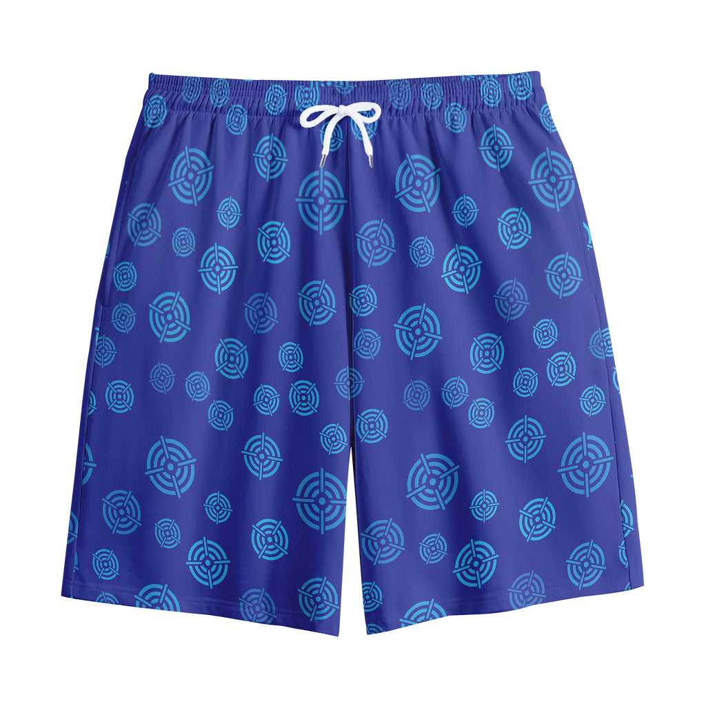 Blue Bullseye Target Pattern Print Cotton Shorts
