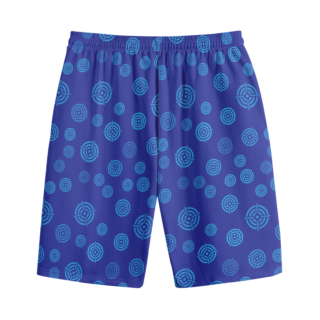 Blue Bullseye Target Pattern Print Cotton Shorts