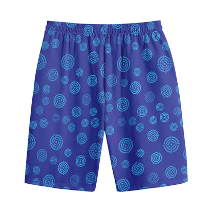 Blue Bullseye Target Pattern Print Cotton Shorts