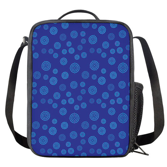 Blue Bullseye Target Pattern Print Crossbody Lunch Bag