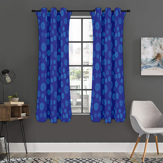 Blue Bullseye Target Pattern Print Curtain