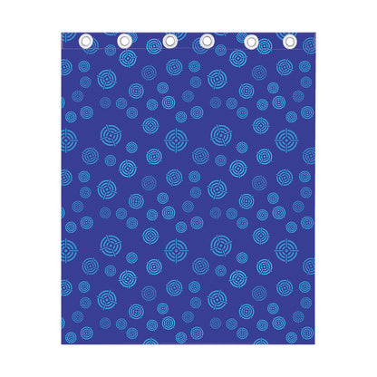 Blue Bullseye Target Pattern Print Curtain
