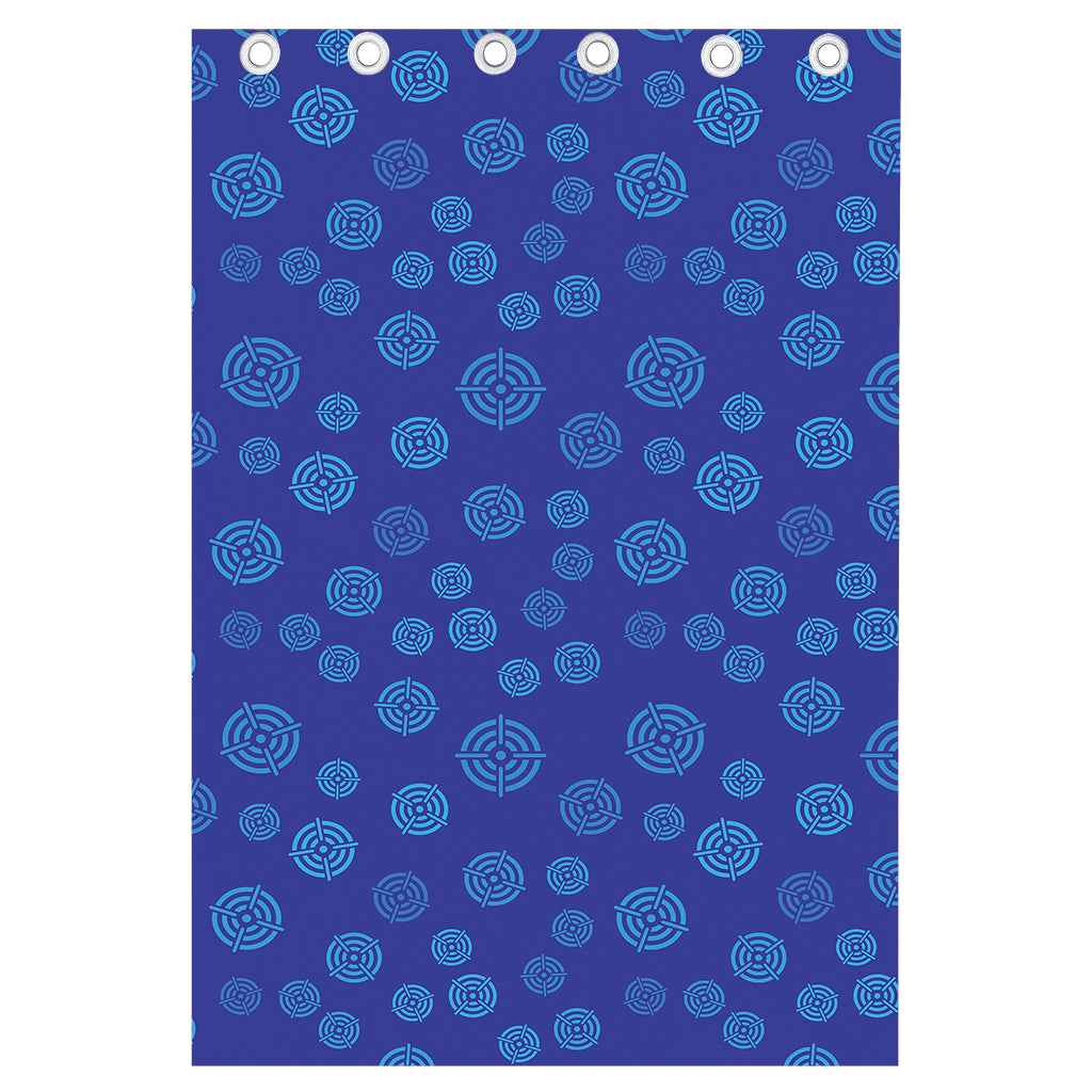 Blue Bullseye Target Pattern Print Curtain