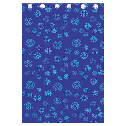 Blue Bullseye Target Pattern Print Curtain