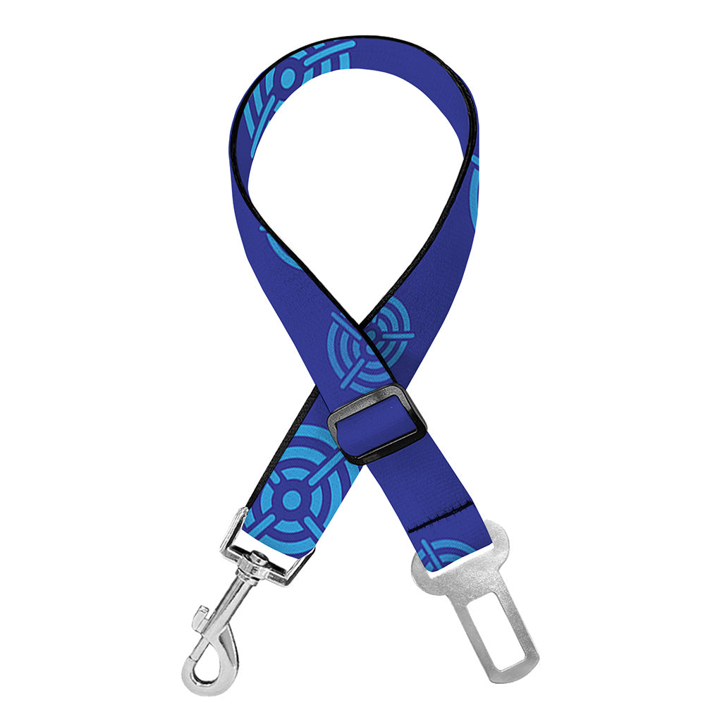 Blue Bullseye Target Pattern Print Dog Seat Belt