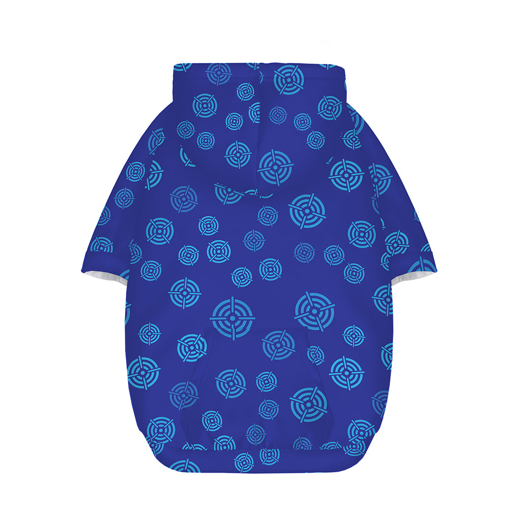 Blue Bullseye Target Pattern Print Dog Zip Up Hoodie