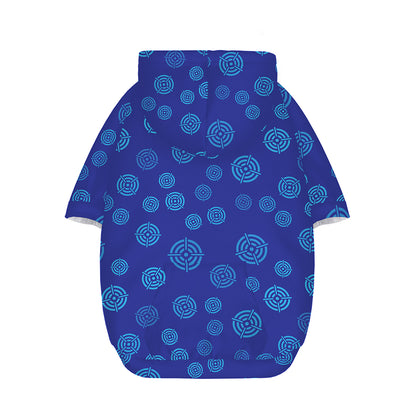 Blue Bullseye Target Pattern Print Dog Zip Up Hoodie