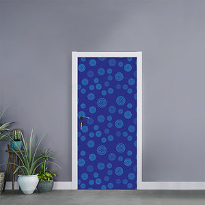 Blue Bullseye Target Pattern Print Door Sticker