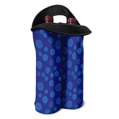 Blue Bullseye Target Pattern Print Double Neoprene Wine Tote