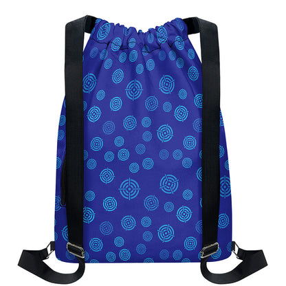 Blue Bullseye Target Pattern Print Drawstring Backpack