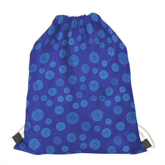 Blue Bullseye Target Pattern Print Drawstring Bag