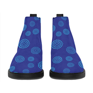 Blue Bullseye Target Pattern Print Flat Ankle Boots