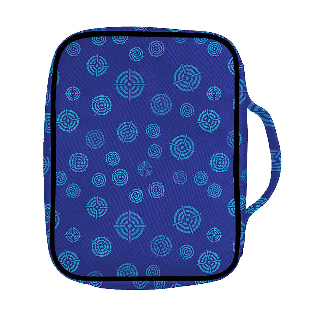 Blue Bullseye Target Pattern Print Front Pocket Bible Bag
