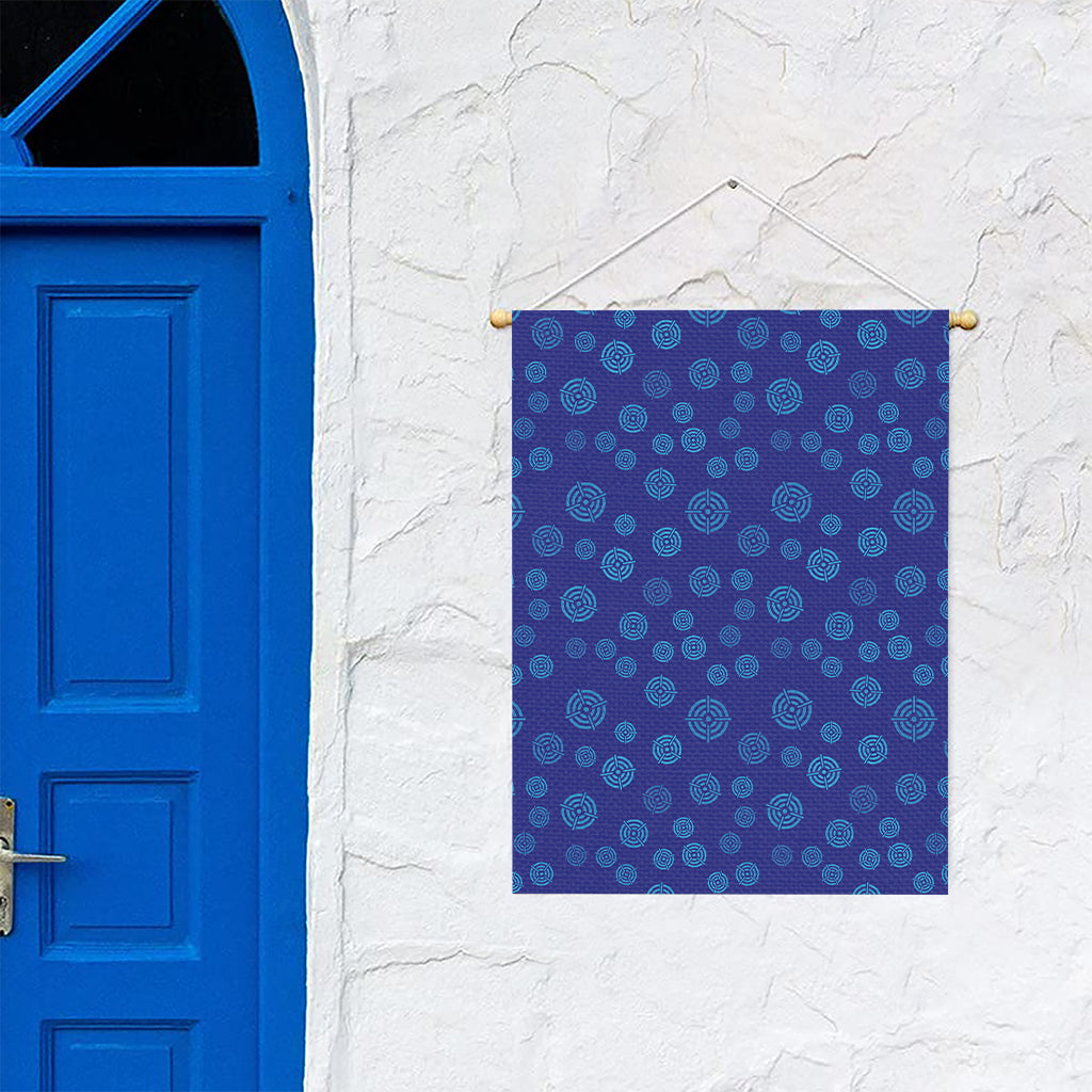 Blue Bullseye Target Pattern Print Garden Flag