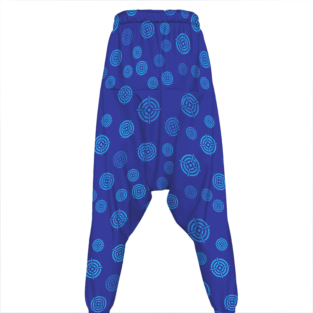 Blue Bullseye Target Pattern Print Hammer Pants