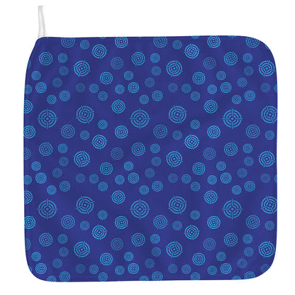 Blue Bullseye Target Pattern Print Hand Towel