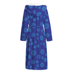 Blue Bullseye Target Pattern Print Hooded Bathrobe