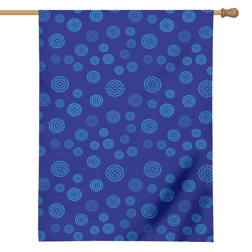 Blue Bullseye Target Pattern Print House Flag