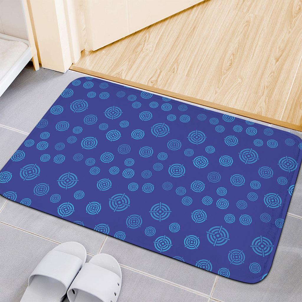Blue Bullseye Target Pattern Print Indoor Door Mat