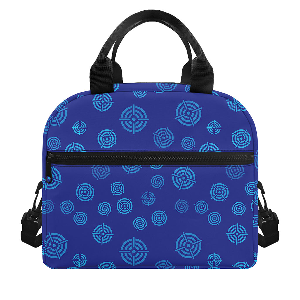 Blue Bullseye Target Pattern Print Insulated Lunch Bag