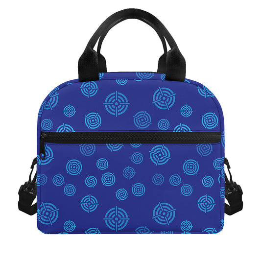 Blue Bullseye Target Pattern Print Insulated Lunch Bag