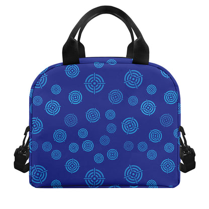Blue Bullseye Target Pattern Print Insulated Lunch Bag