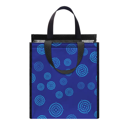 Blue Bullseye Target Pattern Print Insulated Lunch Tote