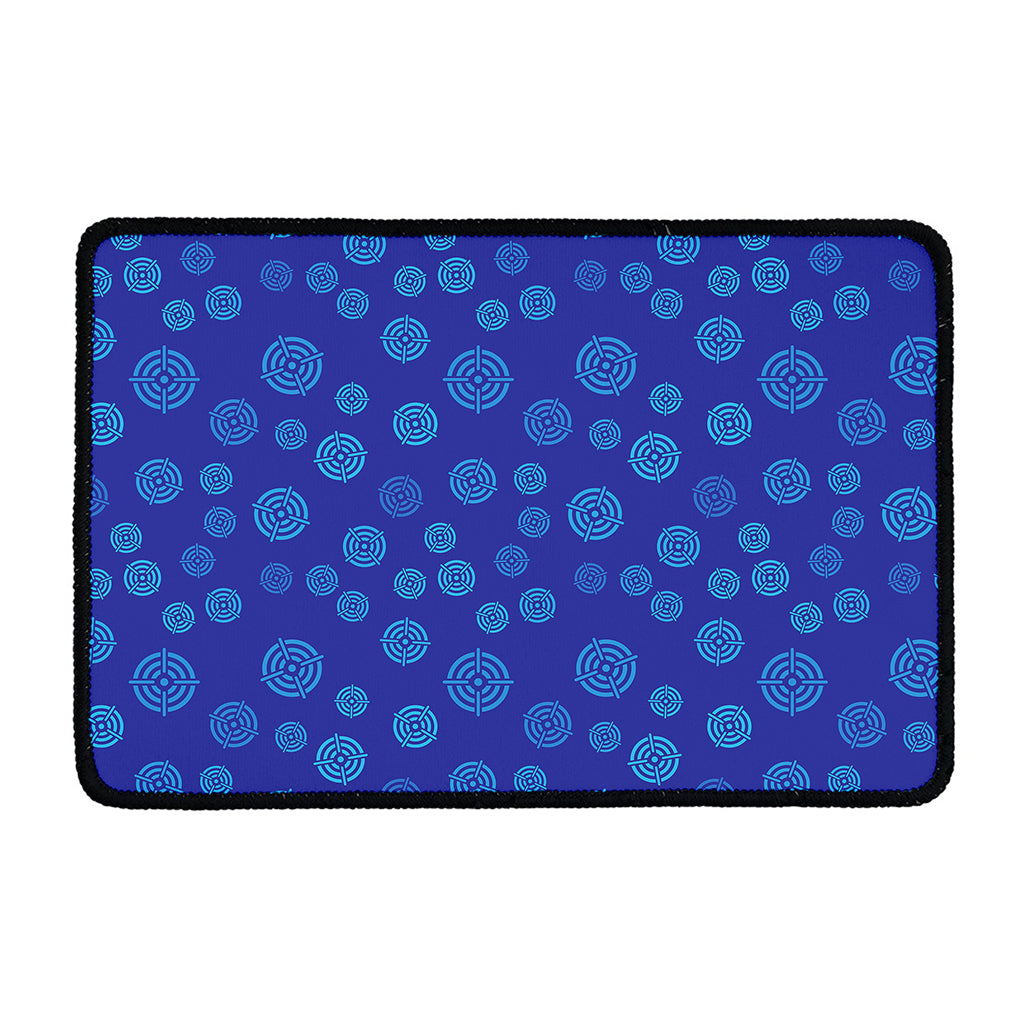 Blue Bullseye Target Pattern Print Kitchen Mat