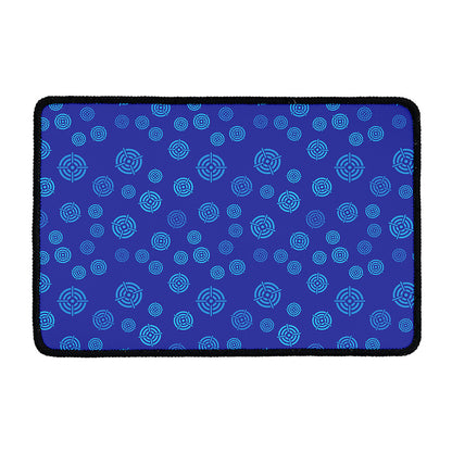 Blue Bullseye Target Pattern Print Kitchen Mat