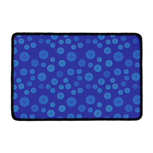 Blue Bullseye Target Pattern Print Kitchen Mat