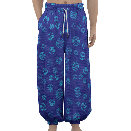 Blue Bullseye Target Pattern Print Lantern Pants