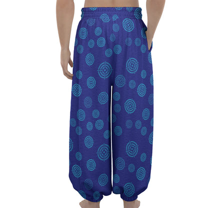 Blue Bullseye Target Pattern Print Lantern Pants
