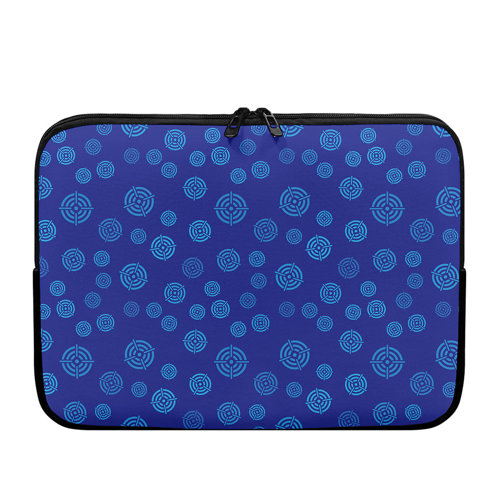 Blue Bullseye Target Pattern Print Laptop Sleeve