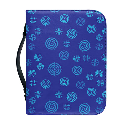 Blue Bullseye Target Pattern Print Leather Bible Cover