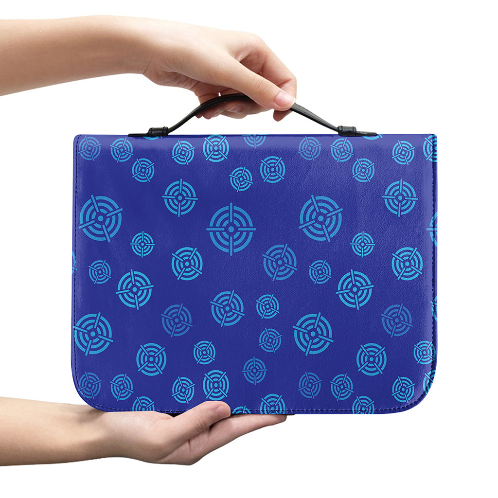 Blue Bullseye Target Pattern Print Leather Bible Cover