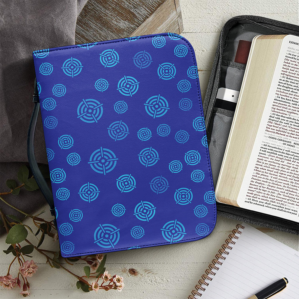 Blue Bullseye Target Pattern Print Leather Bible Cover